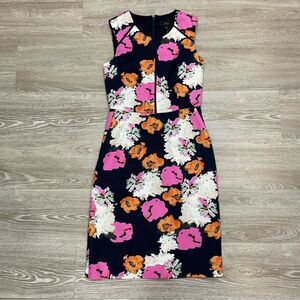 J. Crew Portfolio Dress Floral Petunia Print Pencil Sleeveless Cocktail Dress